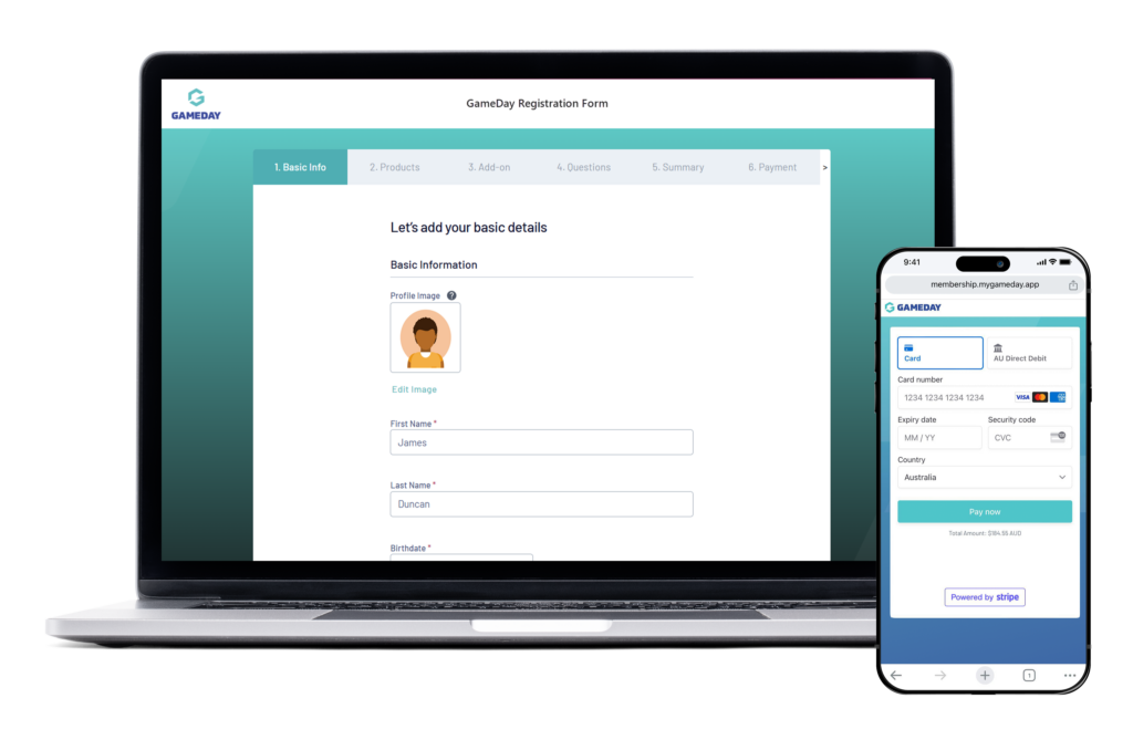 GameDay's Online Payments